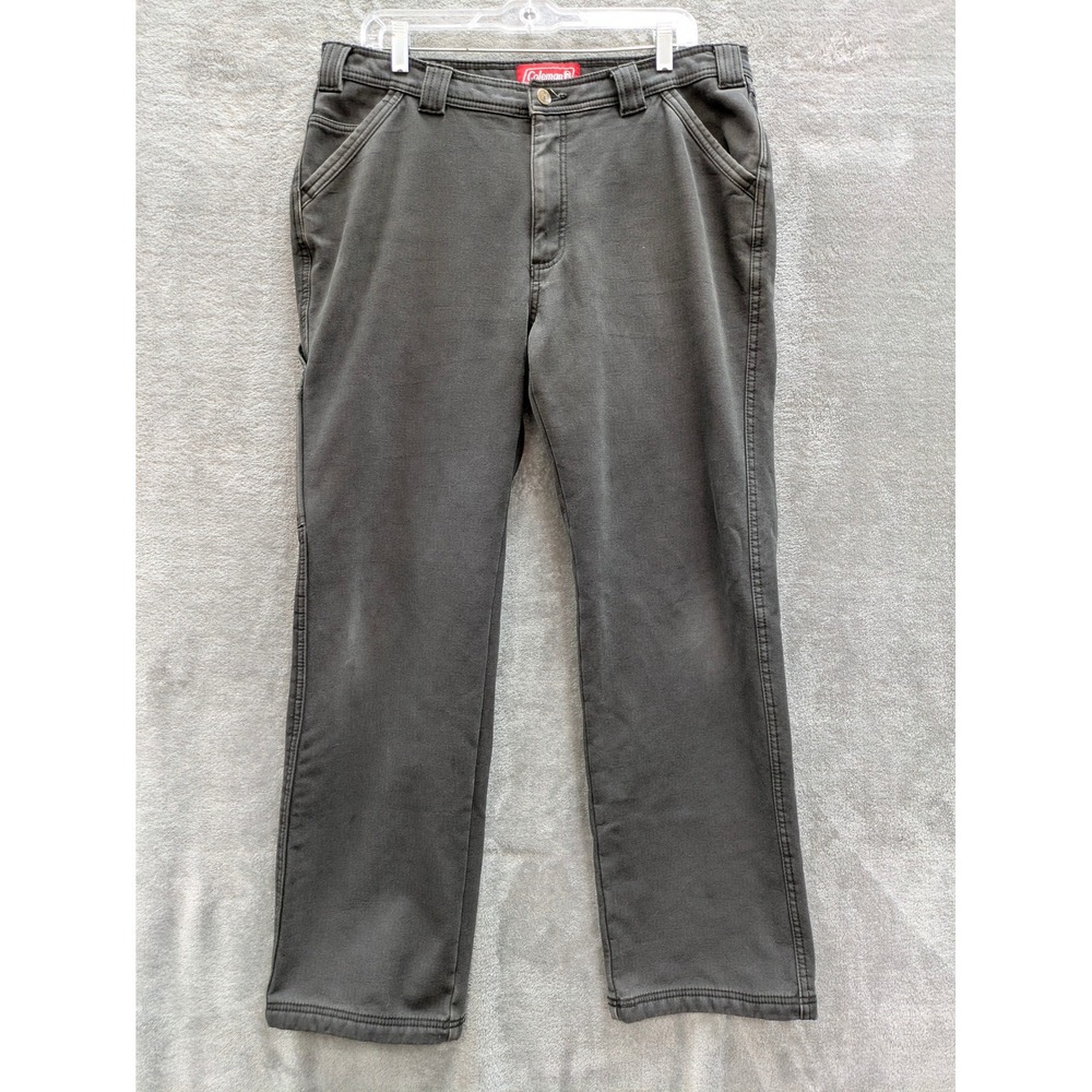 Workwear Coleman Fleece Lined Canvas Utility Pants Mens 34x32 Gray Rugged